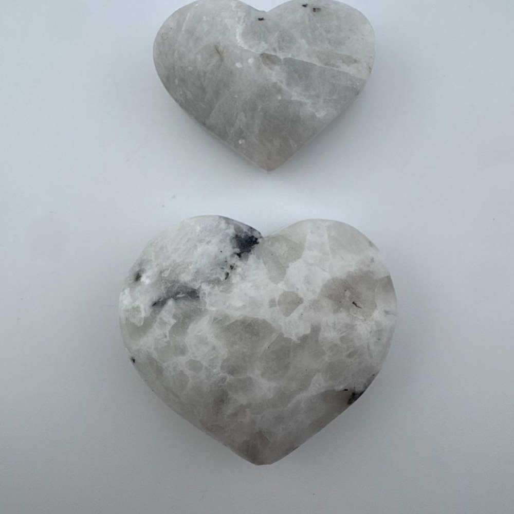 2x Heart Shaped Rainbow moonstone Crystals